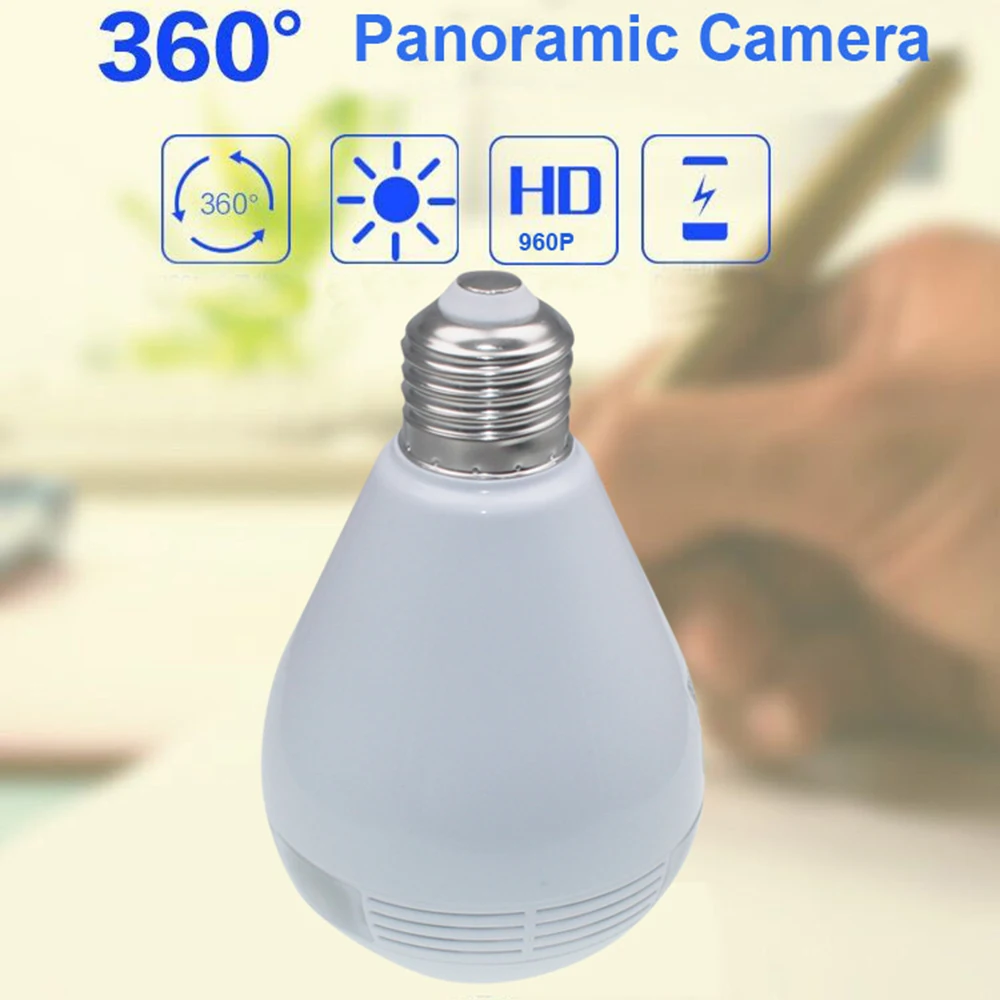 

JCWHCAM Bulb LED Light wifi IP Camera Wi-fi Fish-eye 960P 360 degree CCTV VR Camera 1.3MP Home Security WiFi Panoramic camera