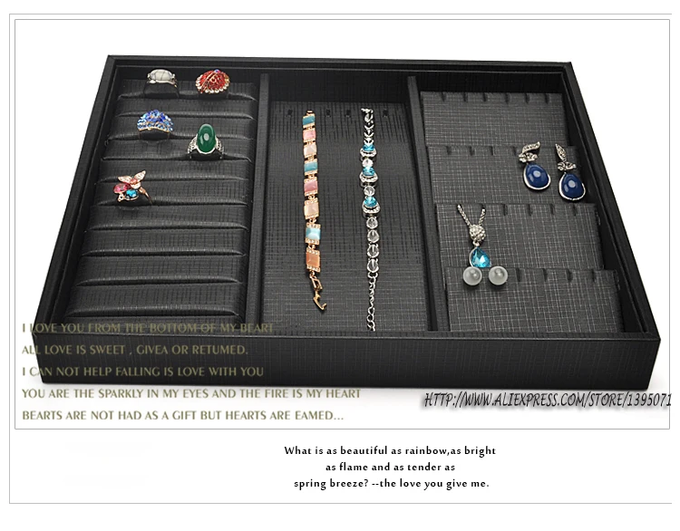 Black Leatherette Jeweley Set Display Tray Earring Holder Necklace