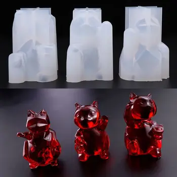 

Silicone Mold Fortune Cat Kitten New Year Spring Festival Home Decoration DIY Jewelry Ornaments Desk Decor Epoxy Resin Mirror 3D
