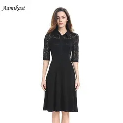 Aamikast женские летние черные кружевные платья элегантные винтажные дамы платье ретро рокабилли вечернее качели 4XL Vestidos