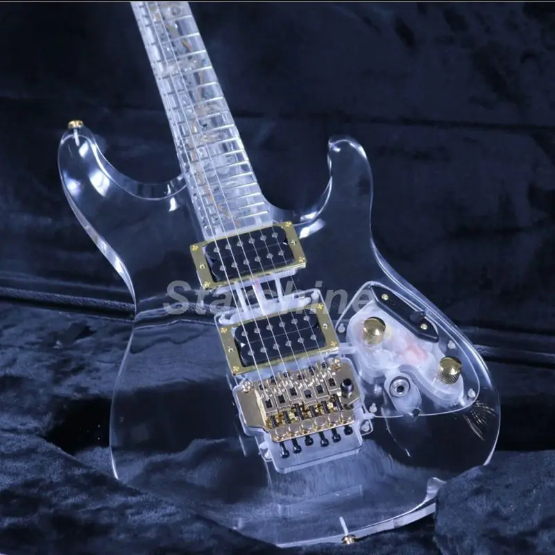 

Electric Guitar X2-8 S Series Green Led Light FR Brige Gold Hardware
