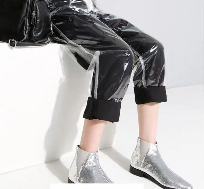 

PVC Pants Plastic Clear Transparent Trousers Fashion Trendy Women Sexy Costumes Club Night DS Bar