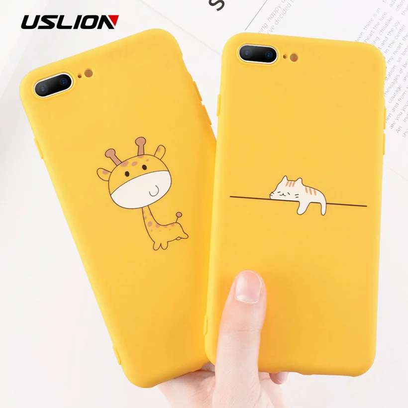 Чехол USLION для iPhone XS XR Max X 8 7 Plus мультяшный жираф силиконовый чехол телефона 6 6S 5 SE