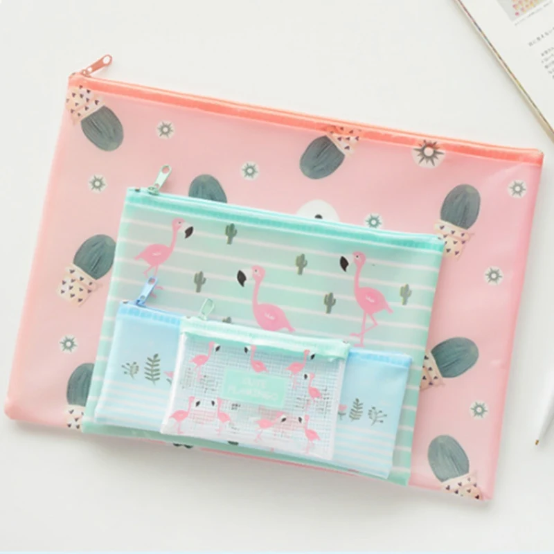 

Fresh Transparent Mesh Pencil Case Cactus Bird Office Student Pencil Cases Kalem Kutusu School Supplies Pen Box Astuccio Scuola