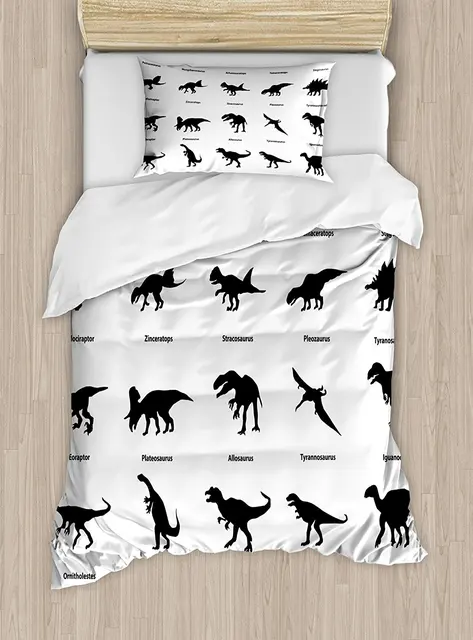 Dinosaur Duvet Cover Set Collection Of Diffe Dinosaurs Dinosaur Duvet Cover Set Collection Of Diffe Dinosaurs Silhouettes With Their Names Evolution Wildlife 2 Piece