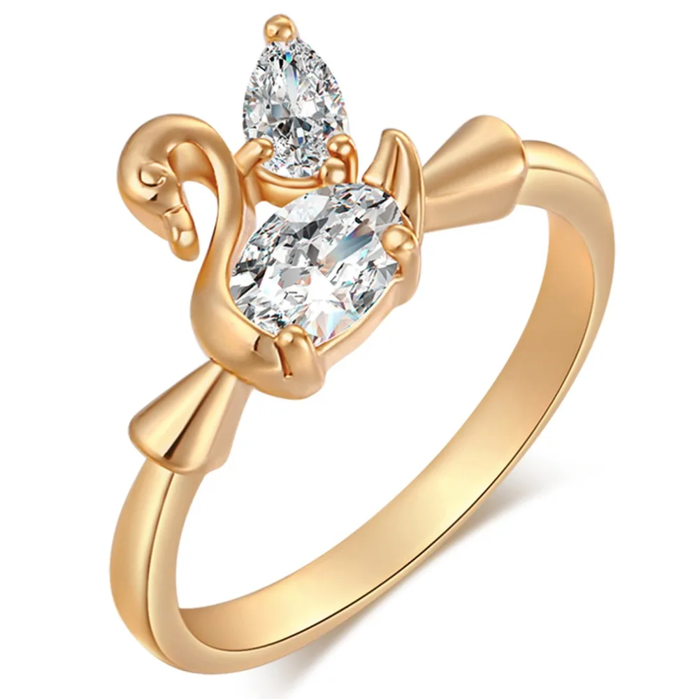 

Fashion Austria Crystal Rings Gold Color Finger swan Ring Wedding Engagement Cubic Zirconia Rings For Women Wholesale New