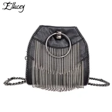 Модная новинка, женская сумка-мессенджер с кисточками, дизайнерская сумка через плечо с цепочкой, черная Повседневная сумка на плечо с заклепками, женская сумка