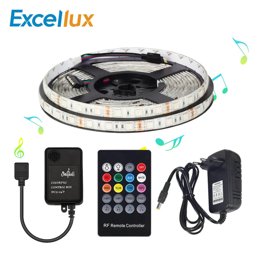 12 V 5 M светодиодный музыкальный полосы 5050 RGB света 60 Светодиодный S IP65
