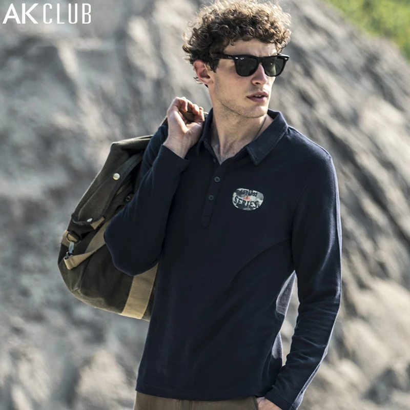 AK CLUB Men Polo Long Sleeve Pique Cotton Polos Soft Breathable Camouflage AK LOGO Print Polo Casual Brand Polo Shirt 1709019 u s polo assn men s short sleeve pique polo shirt with multi color pony logo