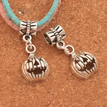 

Halloween "Carved Pumpkin" Big Hole Beads 27.4x11.6mm 100PCS zinc alloy Dangle Fit European Bracelets B1099
