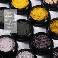 Metal Micro Beads Stainless Steel 0.6mm-2.0mm Nails Art Caviar Beads 3D DIY Gold/Silver/Rose Gold/Silver Grey Nail Art Accessory 2