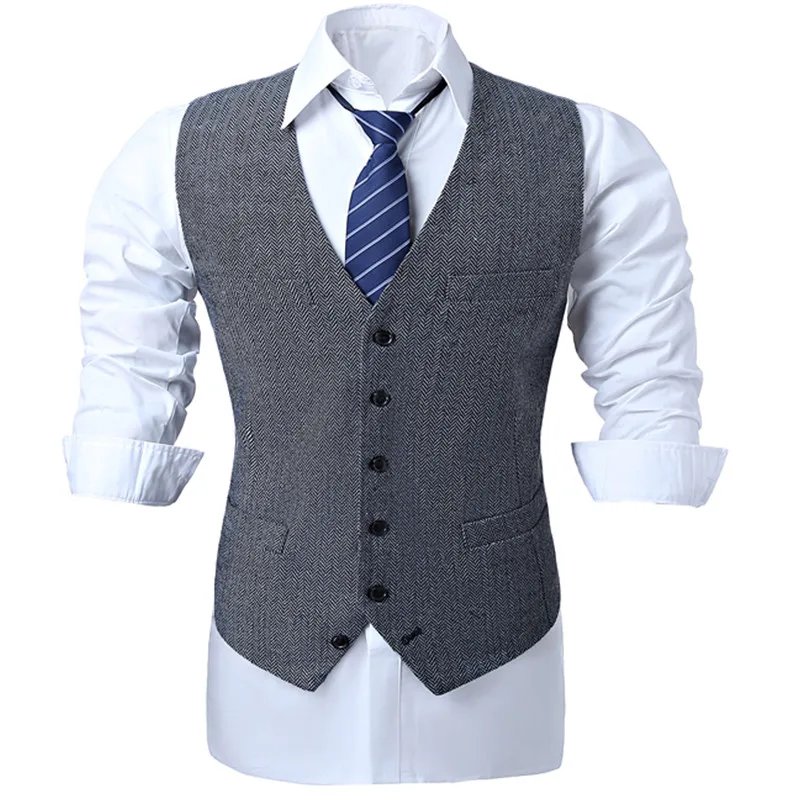 

Men's vest gray tweed vest Slim men's suit groom groomsman vest men's business casual vest custom size