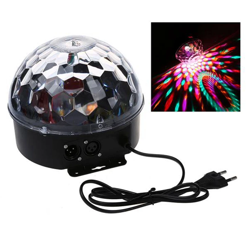 

US plug Voice Control RGB LED Stage Lamps Lamps Crystal Magic Ball Stage Effect Light Party Disco Club DJ Light