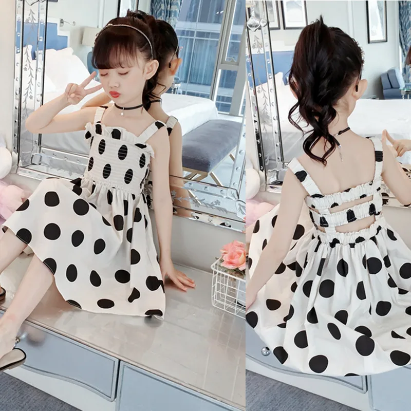 

Girls Dress Summer 2019 Dot Sling Dress Children's Clothing Sleeveless Vest Dress