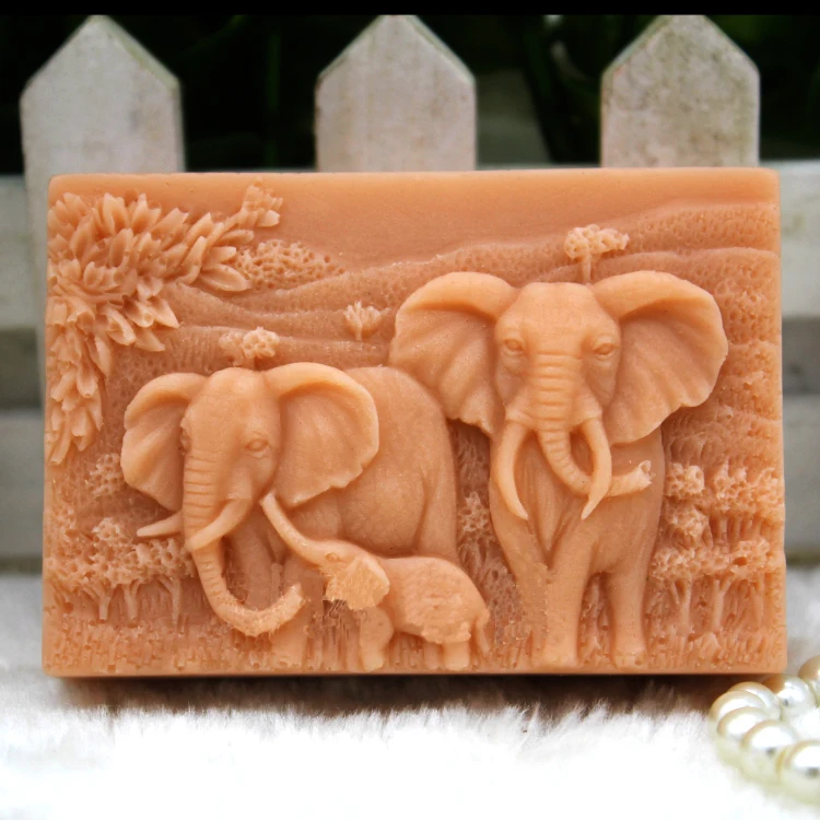 silicone mold Handmade animals soap mould font b food b font grade mold African elephant pattern