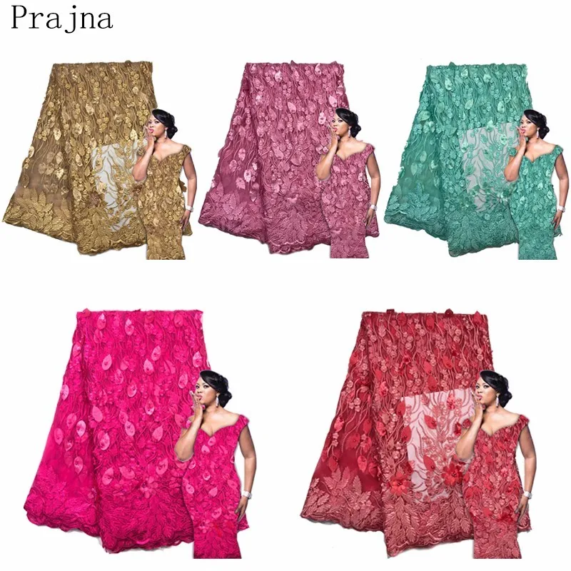 

Prajna 2018 Latest High Quality Gold Royal Embroidered Wedding Dress Lace African Nigerian French Net 3D Jacquard Laces Fabric F