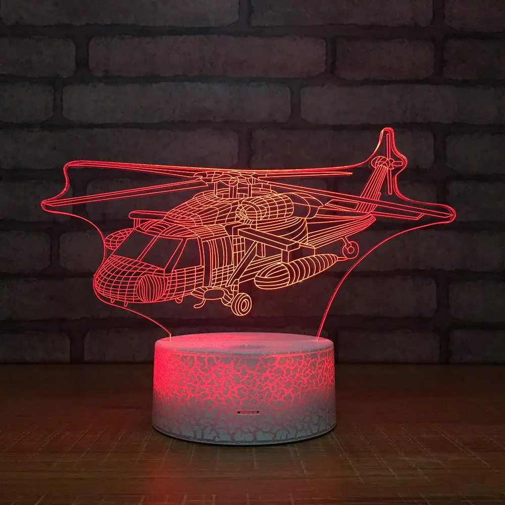 Перекрестный вертолет ночные огни красочный сенсорный 3d светодиодный светильник очаровательный рисунок для детей игрушки светодиодные фонари - Испускаемый цвет: z