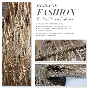 

New design Fashion design Sequins french lace net fabric H-19.11134 latest design for lady fashion dress