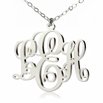 

AILIN Free shipping --Silver Plated Monogram Necklace Custom 3 initial Monogrammed Nameplate Necklace To US 2 weeks