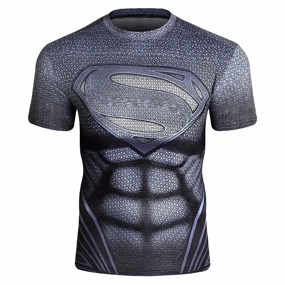 

Superman Fitness Bodybuilding Compression Shirt Men's Anime Rashgarda Rashguard MMA 3D Superman Punisher T-Shirt