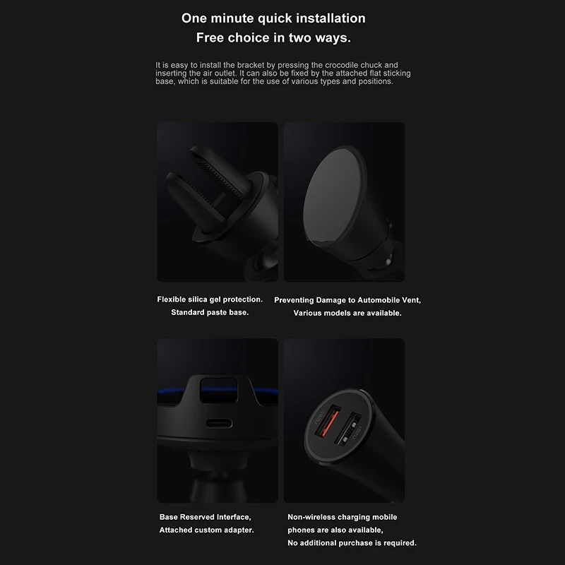 Original Xiaomi coche inalámbrico cargador 20W cargador rápido coche soportes para teléfono móvil carga súper rápida de Mi9 iPhone XS. - 6