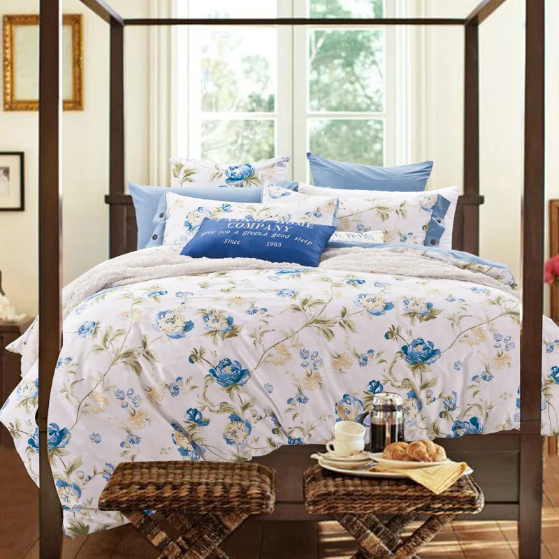 

2016 vintage cotton linen king queen size duvet/doona cover bed sheet pillow cases 4pcs bedding set