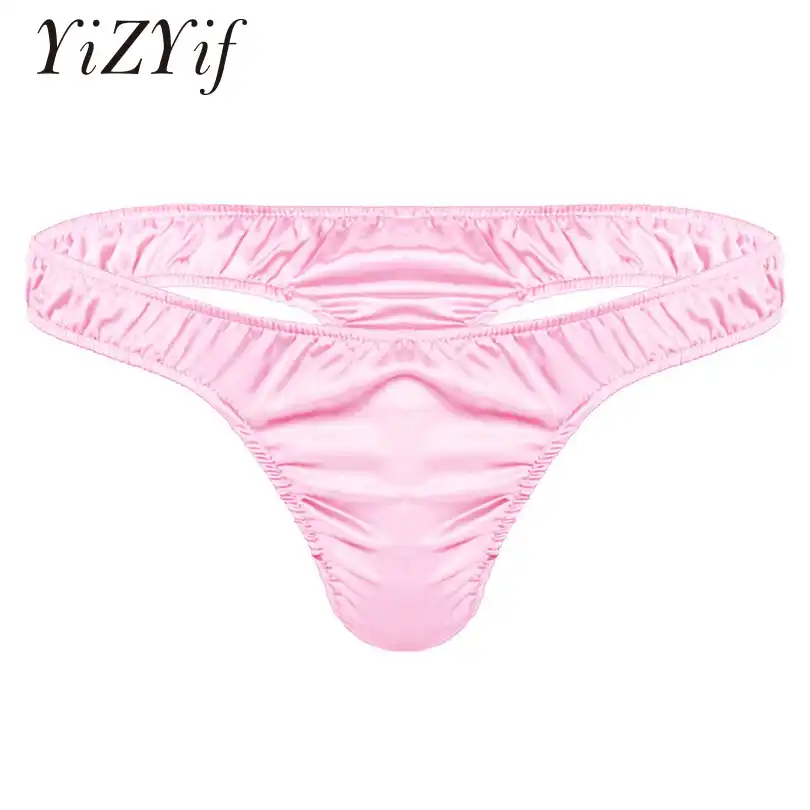 YiZYiF Mens Solid Velvet Sissy Pouch Panties Transparent Mesh G-String Underwear