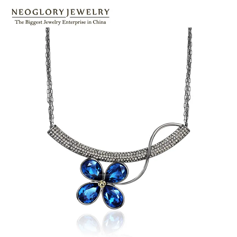 Neoglory Auden Rhinestone Chain Necklaces Pendants for Women Fashion Flower Jewelry 2020 New Brand JS3 Flo-b QC4 | Украшения и