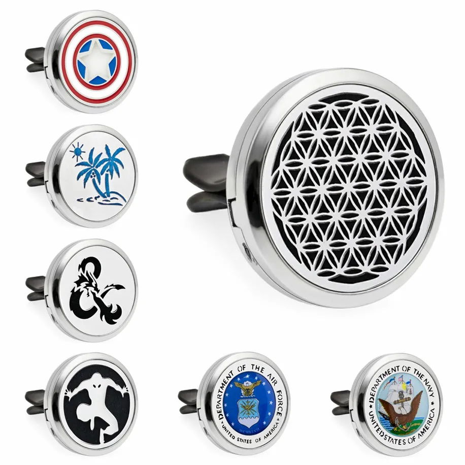 

HG587-HG638 30mm Car Essential Oil Diffuser locket Car vent clips Perfume Locket Car diffuser Locket Free 10Pads