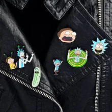 Значки с героями мультфильмов классические броши Рик и Морти для женщин иконы стиль эмалированные кнопки аниме джинсовые куртки нагрудные булавки аксессуары
