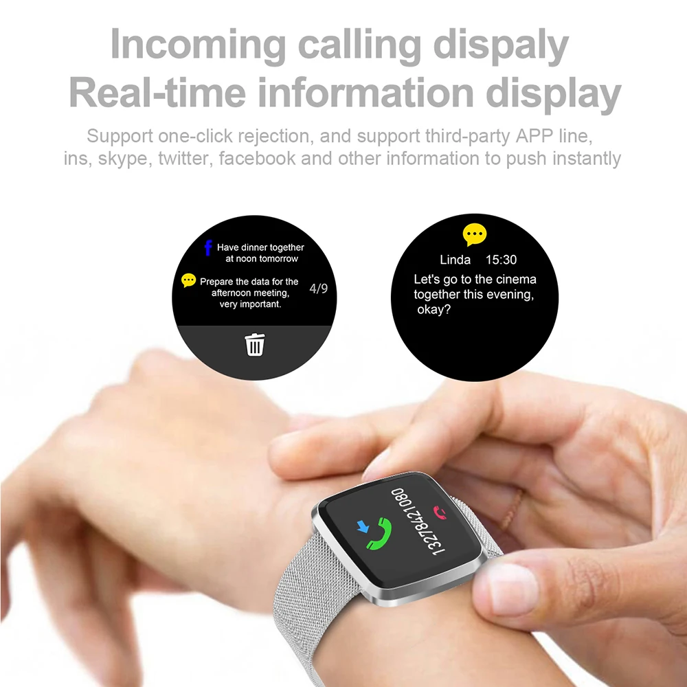 Timethinker T2 Smartwatch Для мужчин Спорт Смарт часы Reloj крови Давление монитор сердечного
