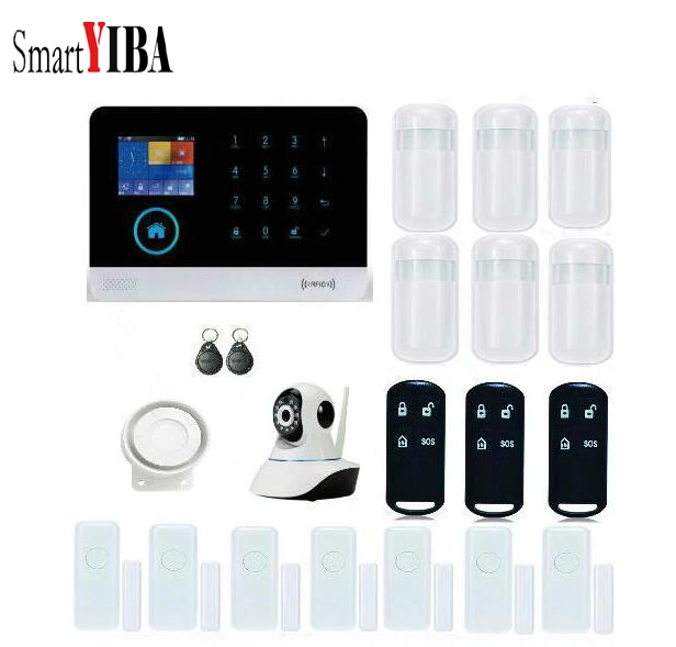 

SmartYIBA Golden Security 2G WIFI Wireless Infrared Remote Controller Alarm System PIR infrared Wired Siren Wireless IP Camera