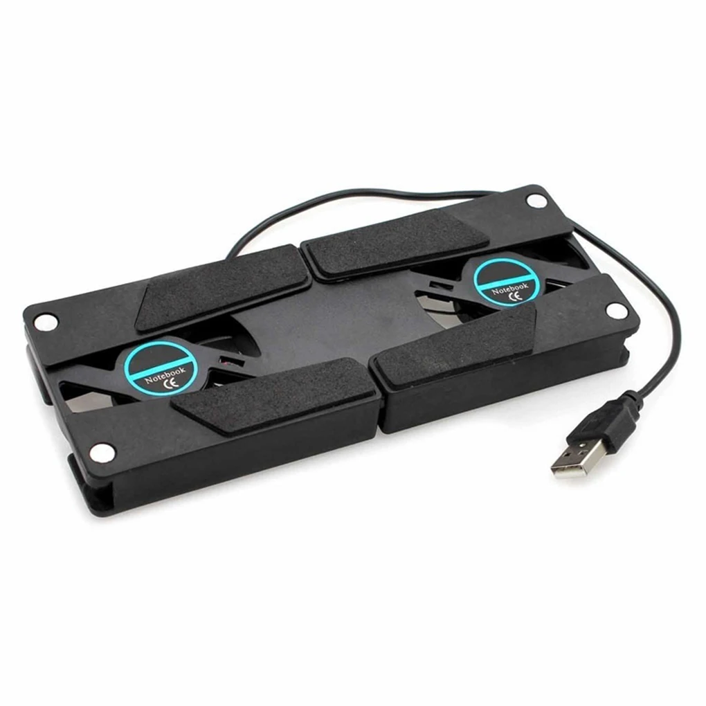 Горячая подставка для ноутбука с двойным охлаждающим вентилятором, подставка для ноутбука, складная подставка для USB, черный цвет