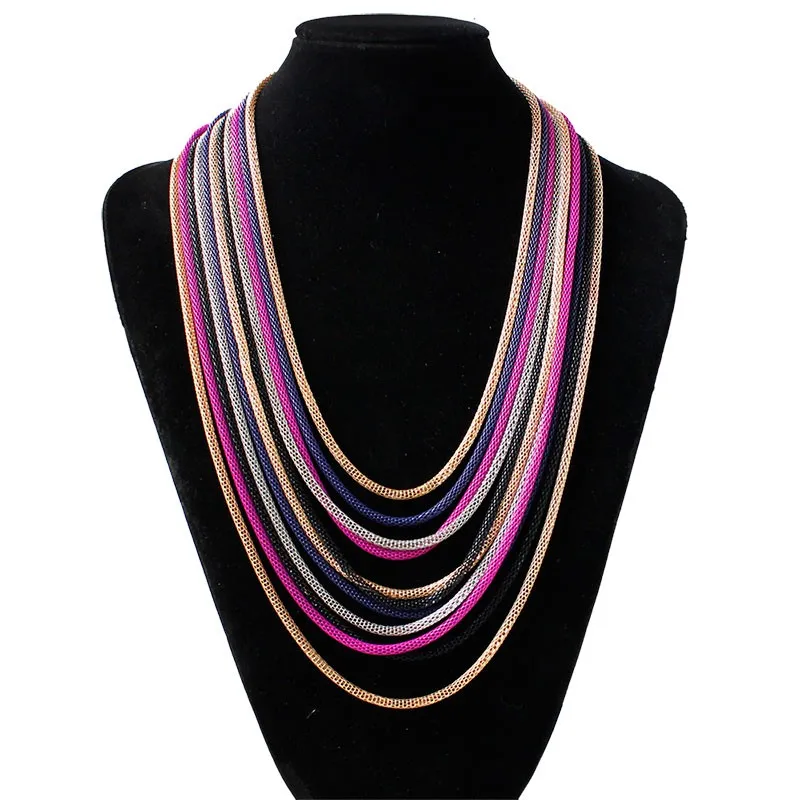 F& U разноцветное ожерелье на цепочке, модное, уникальное, дизайнерское, дешево, опт, изысканное многослойное ожерелье на цепочке
