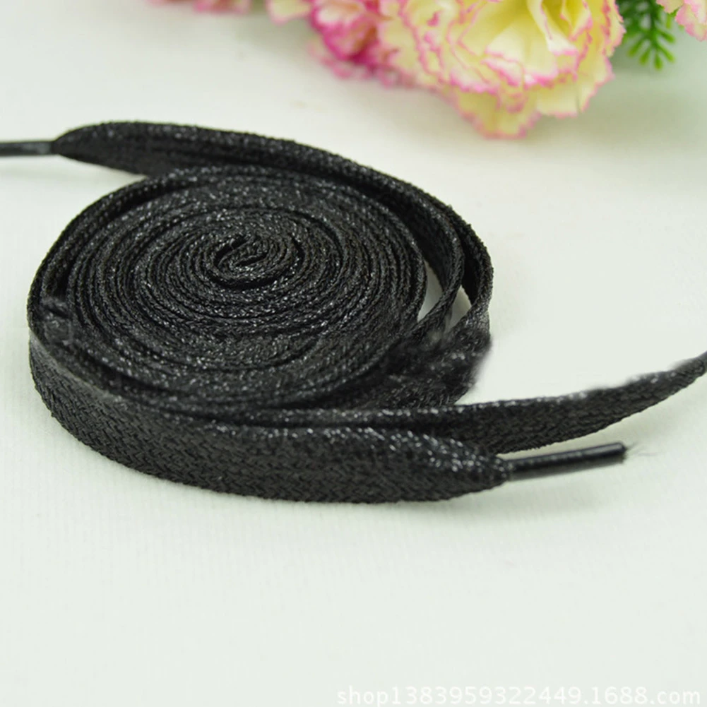 Colorful Silk Wide Shoe Laces Gold Silver Pearlescent Shoelaces Fashion New