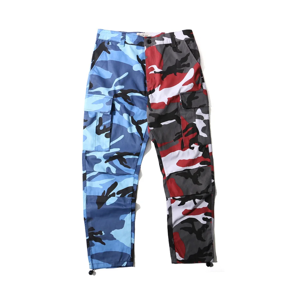 Two Tone Camo Pants Mens 2018 Casual Cotton Hip Hop Patchwork ...