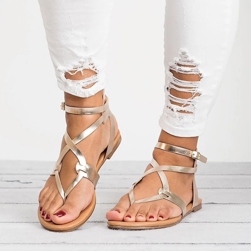 Women Sandals 2019 Fashion Bandage Gladiator Sandals Summer Shoes Woman Casual Rome Style Flat Sandals Beach Chaussures Femme
