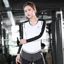 Стиль Yoga одежда с длинными рукавами Женщины скорость сушки, фитнес-упражнения рубашка, сезон весна-лето Футболки, спортивная одежда, тонкий