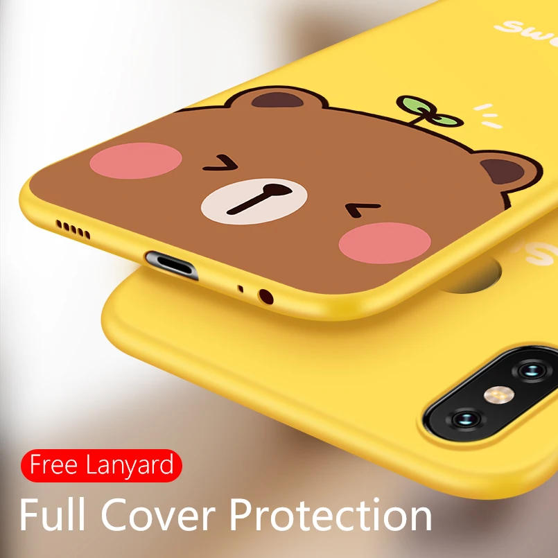 

Cartoon Case For Xiaomi Mi A2 Lite Cover Cute Silicone Original 3D Relief Bumper Fundas For Xiaomi Mi 8 Lite Mi 9 Phone Case