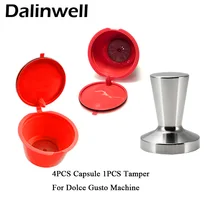 4 шт. многоразового combinacapsule Кофе капсулы 1 шт. защелкой из нержавеющей стали для Сталь трамбовки кофе Nescafe Dolce Gusto многоразового пользования капсулы Dolce Gusto капсулы