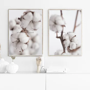 

Cuadros Pink Cotton Flower Posters Prints Canvas Painting Letter Nordic Flowers wall Picture For Living Room Home Decoration