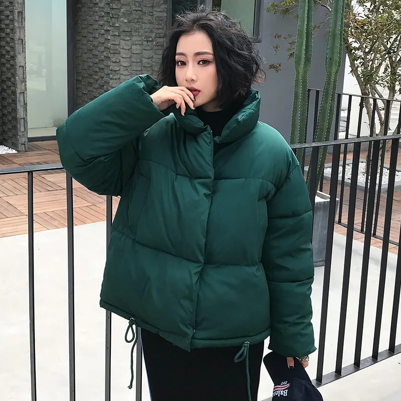 Осенне-зимняя женская куртка, пальто, модная женская зимняя куртка со стоячим воротником, Женская парка, теплая Повседневная куртка размера плюс - Цвет: Dark Green