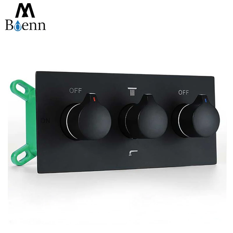 Wall Mounted Shower Mixer Valves Brass 4 Functions Chrome Bathroom Shower Faucet Accessories 3 Handles Shower Faucets Black