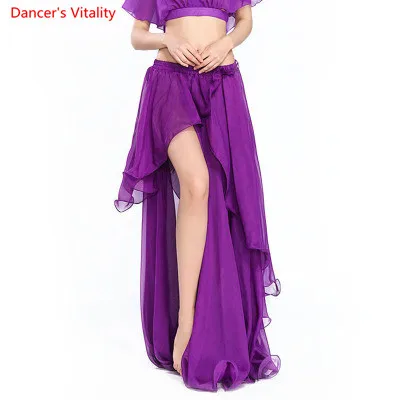 Professional Competition Sexy Chiffon For Women Belly Dance Skirt Maxi Costume Dancer Dress11 Color; Free Shipping - Цвет: Фиолетовый