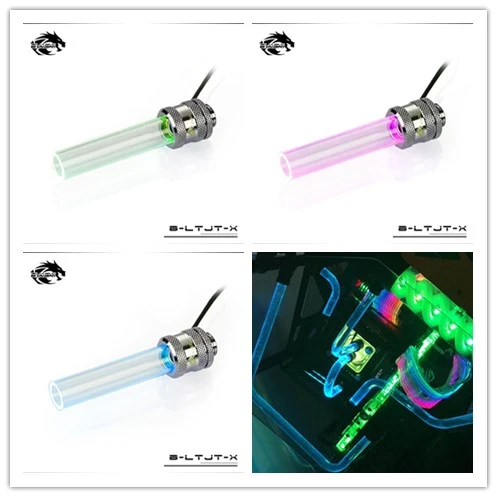 Bykski Черно серебристые фитинги G1/4 &quot14 мм с жесткой трубкой RGB адаптер водяного