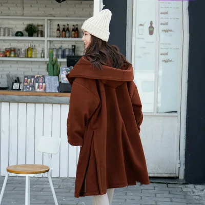 Femelle Laine Outwear coat Élégant Casaco pink Nouveau apricot Split 2019 Femmes Lx224 Femme Long Automne Feminino khaki Trench Manteau Capot En Caramel Lâche x768S7nqa
