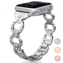 Fullmetal diamond Replacement stainless steel Band For Apple Watch series 1 2 38mm 40mm For iwatch 3 4 5 6 SE 42mm 44mm Bracelet