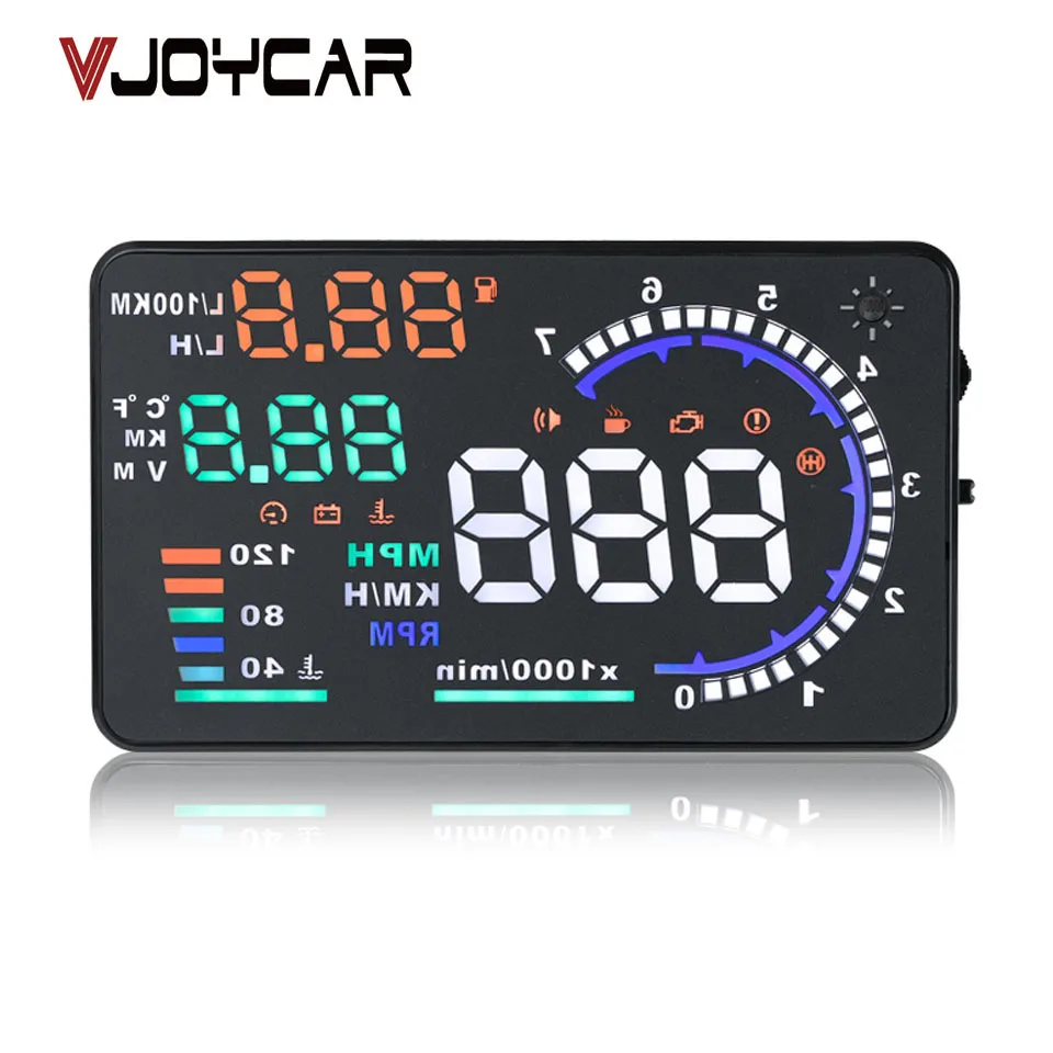 

Original VJOYCAR Car HUD Head Up Display A8 Alarm System OBD2 OBD Overspeed Warning Automobile Windshied Project Car-styling