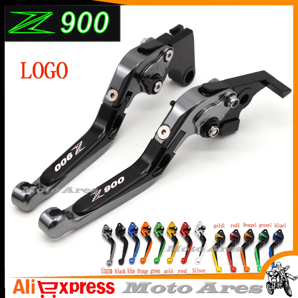 

!Logo(Z900) Titanium For Kawasaki Z900 Z 900 2017 CNC Adjustable Folding Extendable Motorcycle Brake Clutch Levers