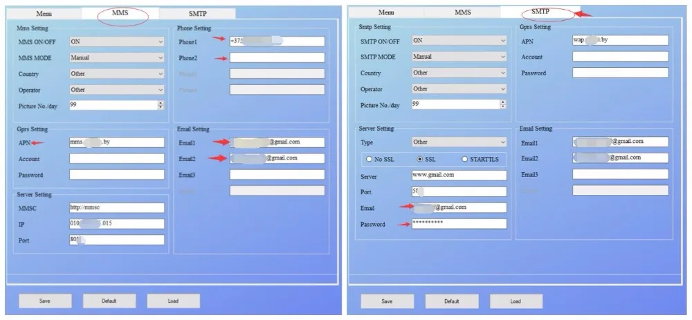 HUNTING CAMERA MMS SETTING